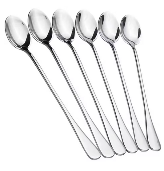 Set van 6 Lange RVS Koffielepels – Multifunctionele IJs-, Dessert- en Theelepels