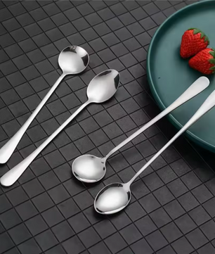 Set van 6 Lange RVS Koffielepels – Multifunctionele IJs-, Dessert- en Theelepels