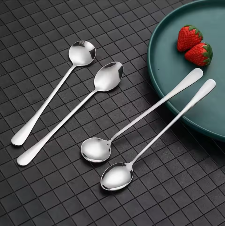 Set van 6 Lange RVS Koffielepels – Multifunctionele IJs-, Dessert- en Theelepels