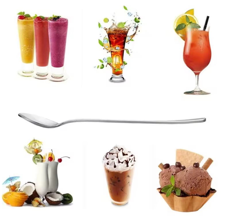 Set van 6 Lange RVS Koffielepels – Multifunctionele IJs-, Dessert- en Theelepels