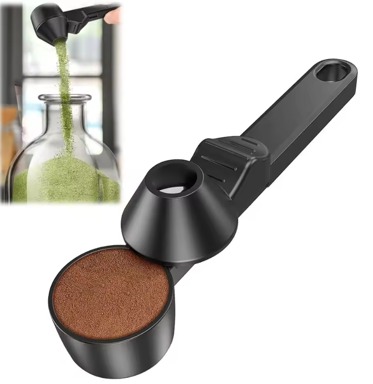 No-Spill Proteïne Schep met Trechter – Herbruikbare Poeder Maatschep