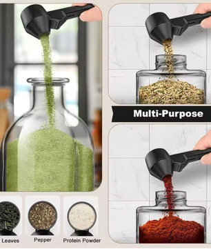 No-Spill Proteïne Schep met Trechter – Herbruikbare Poeder Maatschep