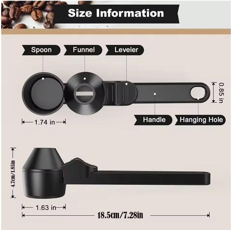 No-Spill Proteïne Schep met Trechter – Herbruikbare Poeder Maatschep