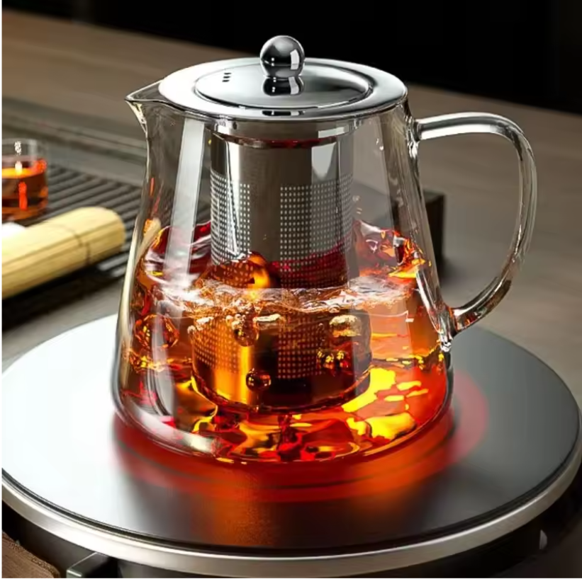Glazen Theepot met RVS Theefilter – Hittebestendig Borosilicaat Glas