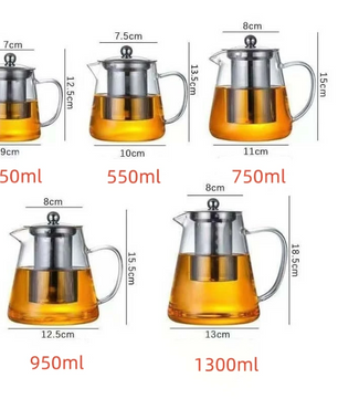 Glazen Theepot met RVS Theefilter – Hittebestendig Borosilicaat Glas