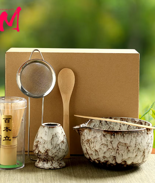6-Delige Japanse Matcha Theeset – Matcha Kom, Bamboe Klopper en Accessoires