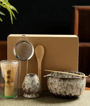 6-Delige Japanse Matcha Theeset – Matcha Kom, Bamboe Klopper en Accessoires