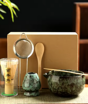 6-Delige Japanse Matcha Theeset – Matcha Kom, Bamboe Klopper en Accessoires