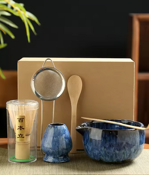 6-Delige Japanse Matcha Theeset – Matcha Kom, Bamboe Klopper en Accessoires