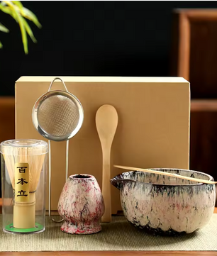 6-Delige Japanse Matcha Theeset – Matcha Kom, Bamboe Klopper en Accessoires