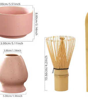 4-Delige Japanse Matcha Theeset – Bamboe Klopper, Kom en Lepel