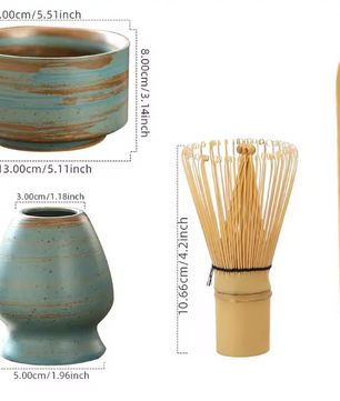 4-Delige Japanse Matcha Theeset – Bamboe Klopper, Kom en Lepel