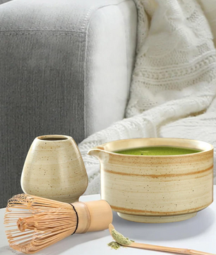 4-Delige Japanse Matcha Theeset – Bamboe Klopper, Kom en Lepel