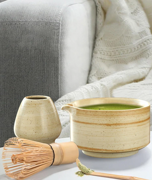 4-Delige Japanse Matcha Theeset – Bamboe Klopper, Kom en Lepel
