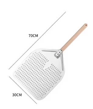 Aluminium Pizza Schep met Gaten – Pizza Peel met Afneembare Handgreep