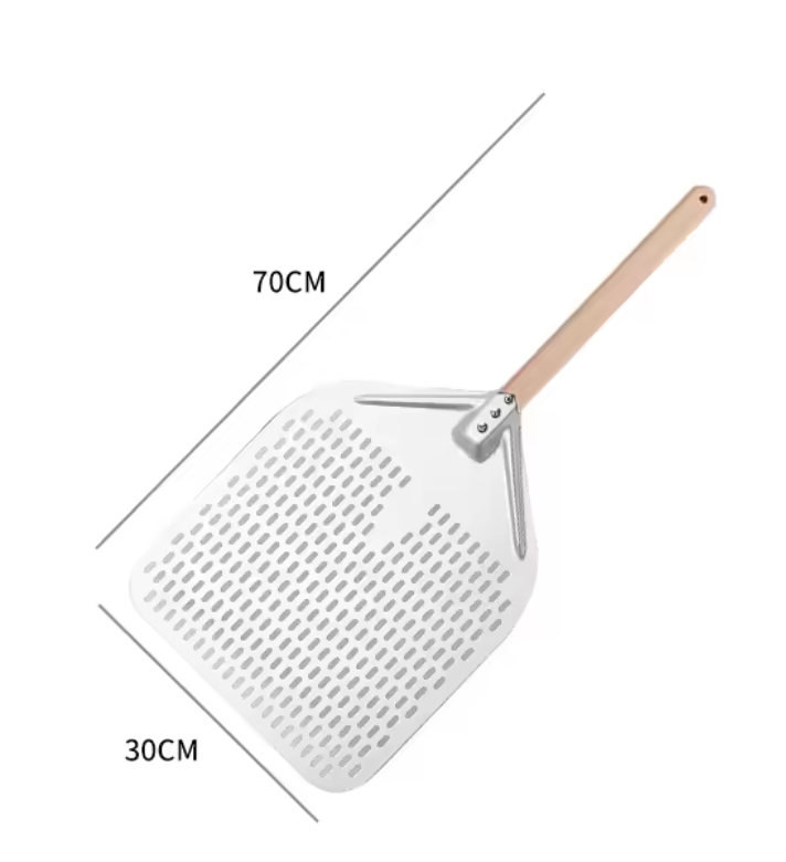 Aluminium Pizza Schep met Gaten – Pizza Peel met Afneembare Handgreep