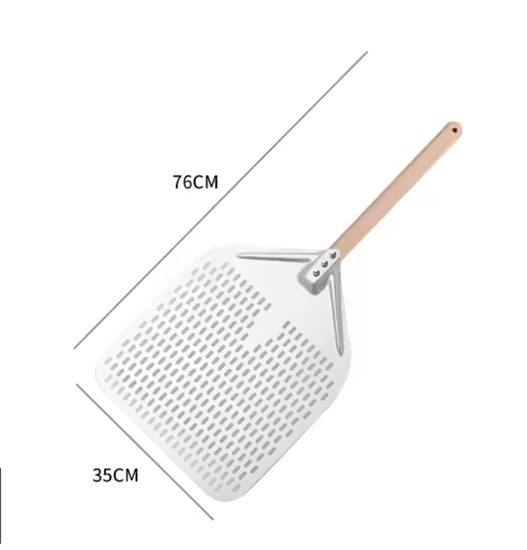 Aluminium Pizza Schep met Gaten – Pizza Peel met Afneembare Handgreep