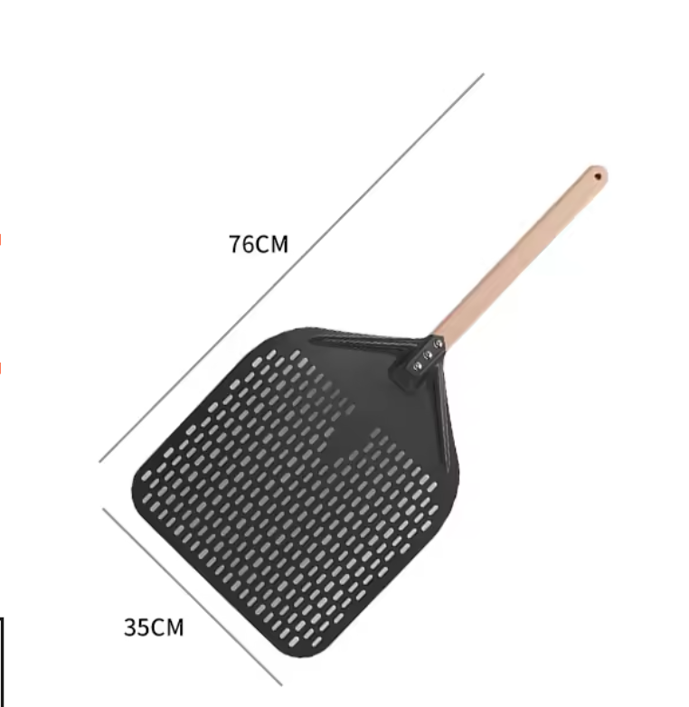 Aluminium Pizza Schep met Gaten – Pizza Peel met Afneembare Handgreep