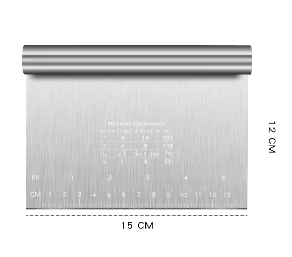 RVS Deegschraper en Taartsnijder met Maataanduiding – Multifunctionele Patisserie Spatel voor Bakken en Decoreren