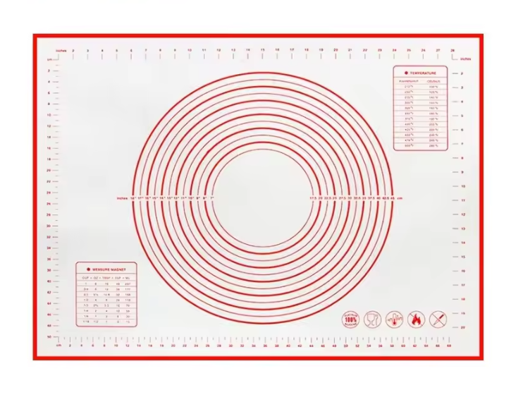 Siliconen Bakmat met Maataanduiding – Antislip Deegmat voor Bakken en Kneden