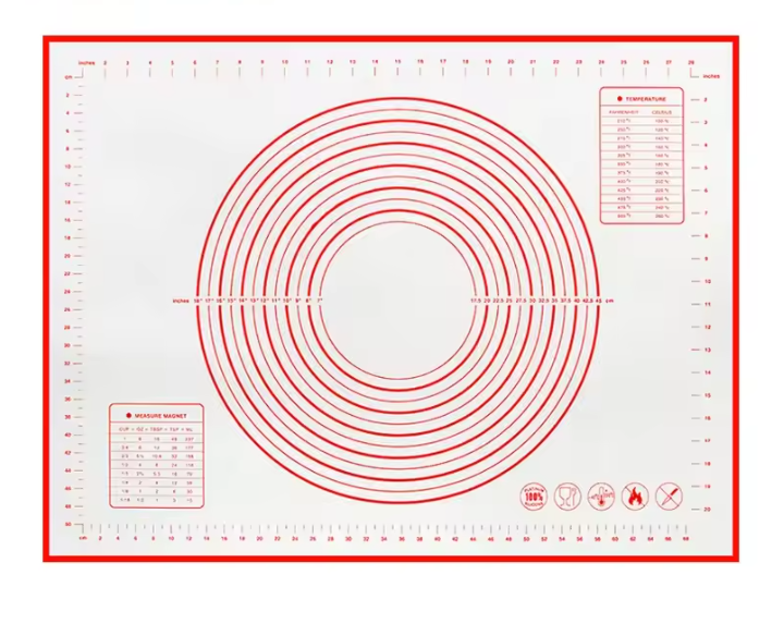 Siliconen Bakmat met Maataanduiding – Antislip Deegmat voor Bakken en Kneden