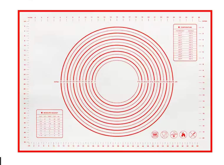 Siliconen Bakmat met Maataanduiding – Antislip Deegmat voor Bakken en Kneden