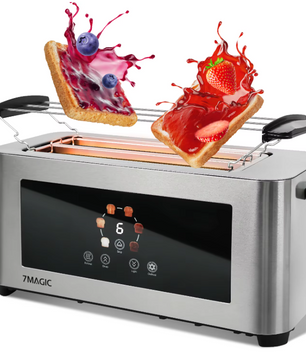 RVS Broodrooster 1400W met Touch Display – 4 Sneetjes en 7 Bruiningsniveaus