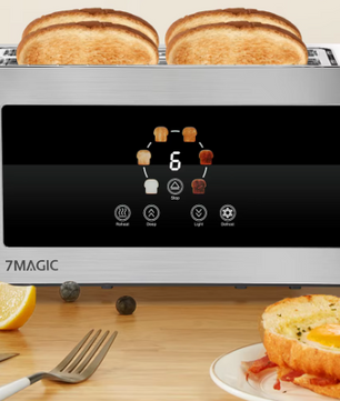 RVS Broodrooster 1400W met Touch Display – 4 Sneetjes en 7 Bruiningsniveaus