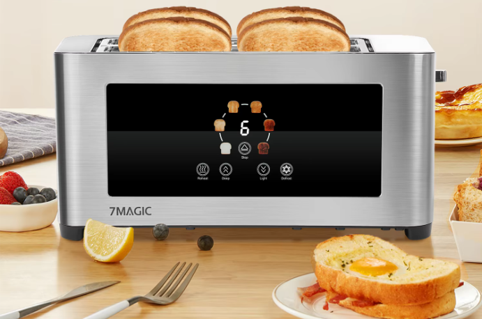 RVS Broodrooster 1400W met Touch Display – 4 Sneetjes en 7 Bruiningsniveaus