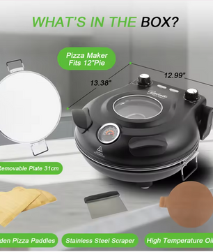 Elektrische Pizza Oven met Keramische Pizzasteen – 1200W Pizza Maker tot 420°C