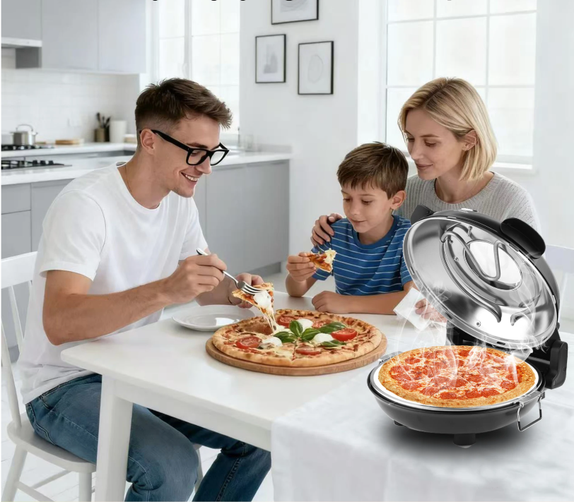 Elektrische Pizza Oven met Keramische Pizzasteen – 1200W Pizza Maker tot 420°C