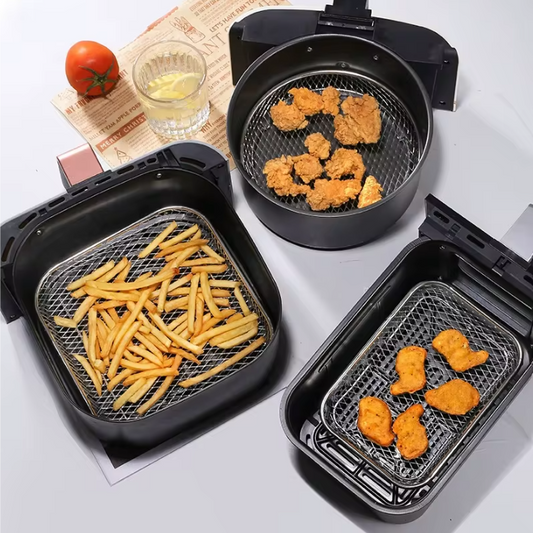 3-Laags Airfryer Rek van RVS – Stapelbaar Grillrek en Dehydrator Accessoire