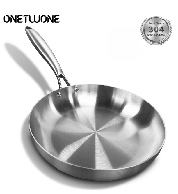 RVS Koekenpan met Deksel – 304 Roestvrijstalen Bakpan voor Gas en Inductie