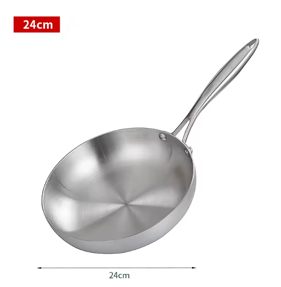 RVS Koekenpan met Deksel – 304 Roestvrijstalen Bakpan voor Gas en Inductie