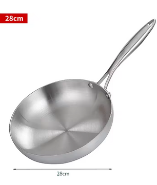 RVS Koekenpan met Deksel – 304 Roestvrijstalen Bakpan voor Gas en Inductie