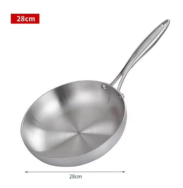 RVS Koekenpan met Deksel – 304 Roestvrijstalen Bakpan voor Gas en Inductie