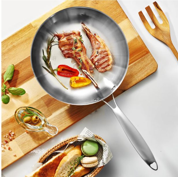 RVS Koekenpan met Deksel – 304 Roestvrijstalen Bakpan voor Gas en Inductie