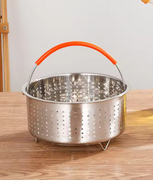 RVS Stoommandje met Siliconen Handgreep – Stoominzet voor Pan en Snelkookpan