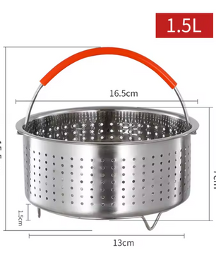RVS Stoommandje met Siliconen Handgreep – Stoominzet voor Pan en Snelkookpan