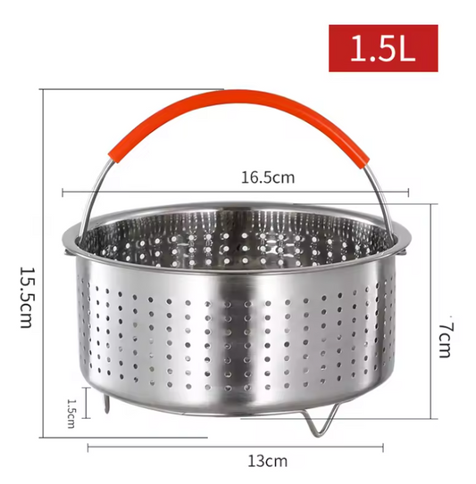 RVS Stoommandje met Siliconen Handgreep – Stoominzet voor Pan en Snelkookpan