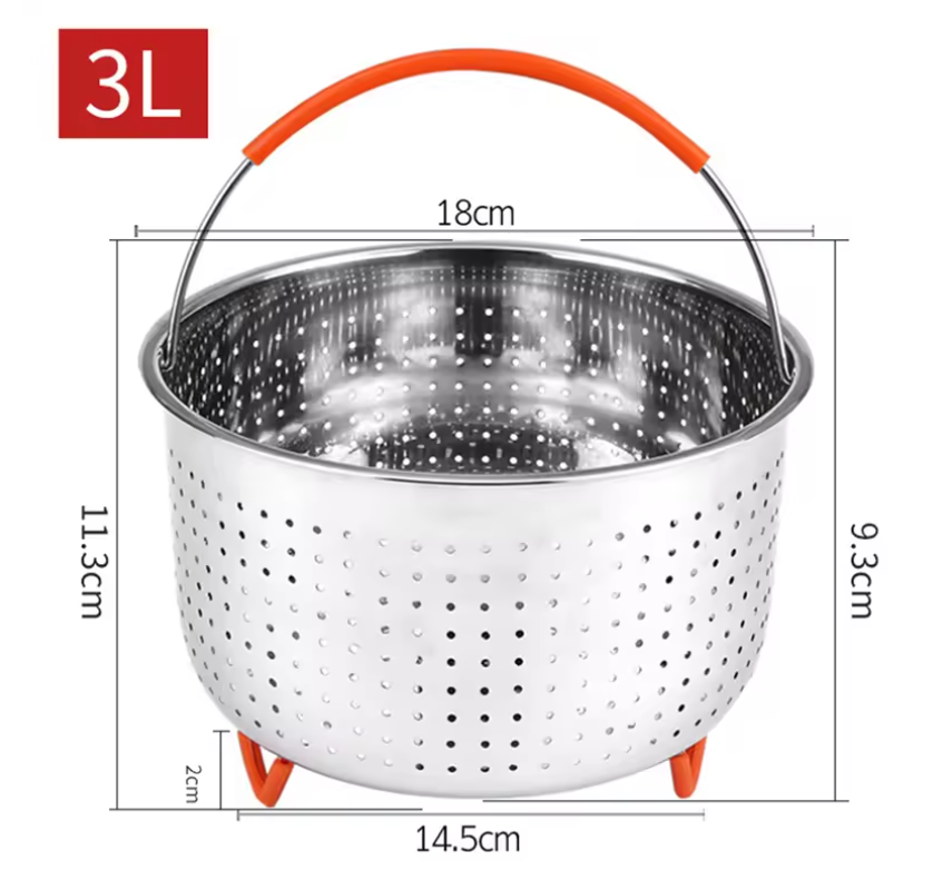 RVS Stoommandje met Siliconen Handgreep – Stoominzet voor Pan en Snelkookpan