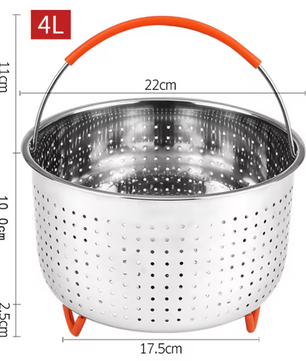 RVS Stoommandje met Siliconen Handgreep – Stoominzet voor Pan en Snelkookpan