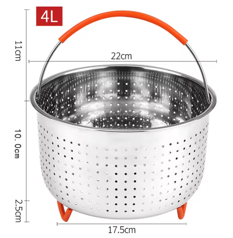 RVS Stoommandje met Siliconen Handgreep – Stoominzet voor Pan en Snelkookpan