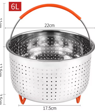 RVS Stoommandje met Siliconen Handgreep – Stoominzet voor Pan en Snelkookpan