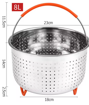 RVS Stoommandje met Siliconen Handgreep – Stoominzet voor Pan en Snelkookpan