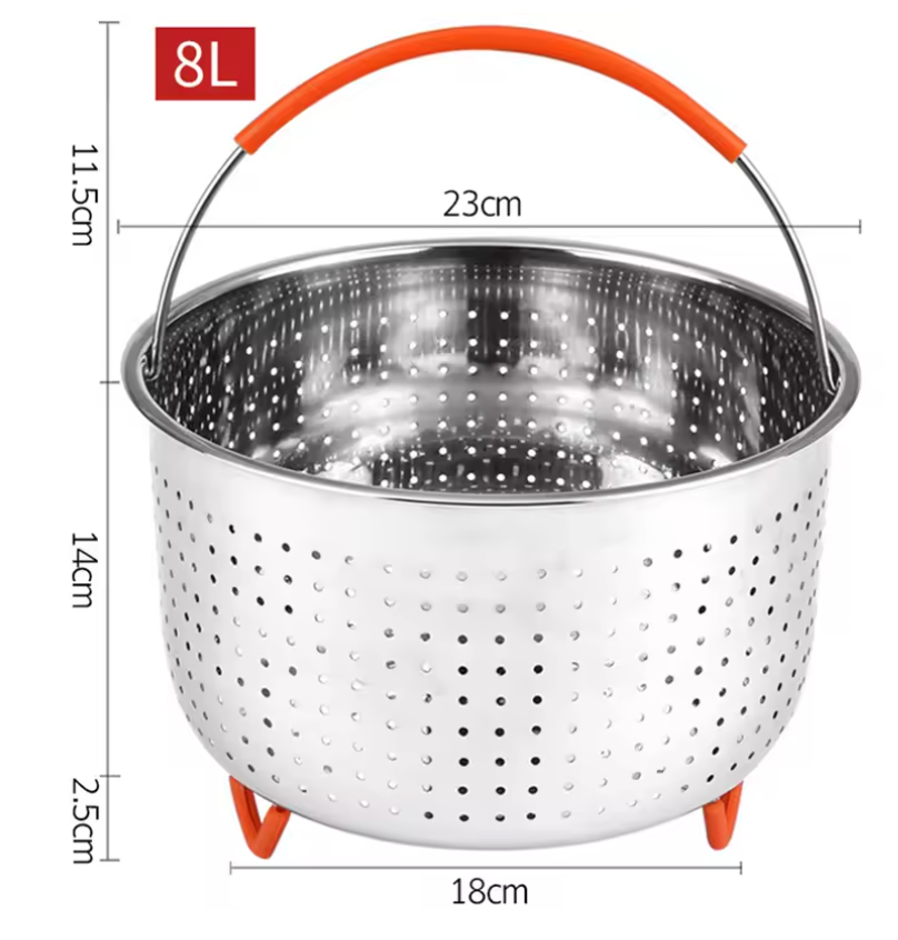 RVS Stoommandje met Siliconen Handgreep – Stoominzet voor Pan en Snelkookpan