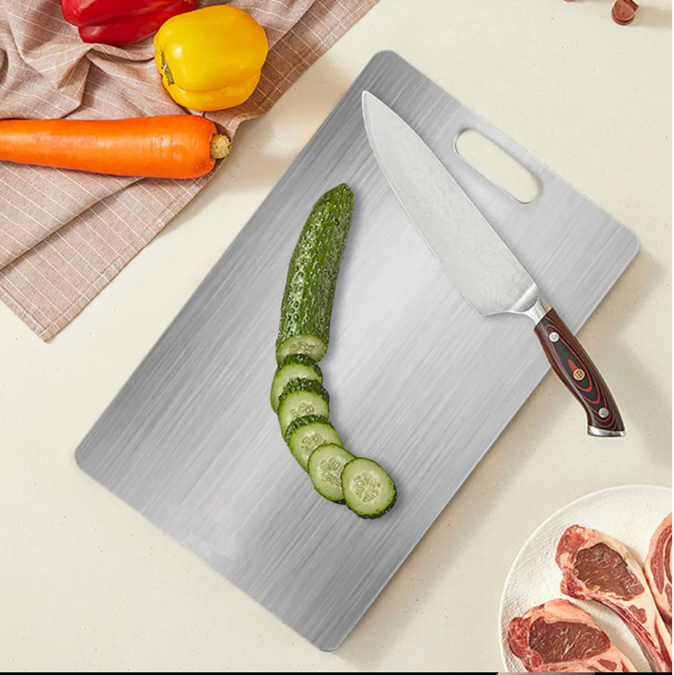 RVS Snijplank Dubbelzijdig – Hygiënische Snijplank voor Vlees, Groenten en Fruit