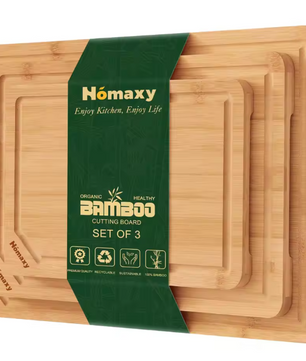 Set van 3 Bamboe Snijplanken – Houten Keuken Snijplank met Sapgeul en Handgrepen