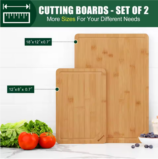 Set van 3 Bamboe Snijplanken – Houten Keuken Snijplank met Sapgeul en Handgrepen