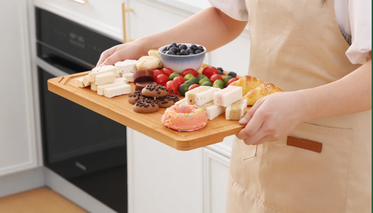 Set van 3 Bamboe Snijplanken – Houten Keuken Snijplank met Sapgeul en Handgrepen